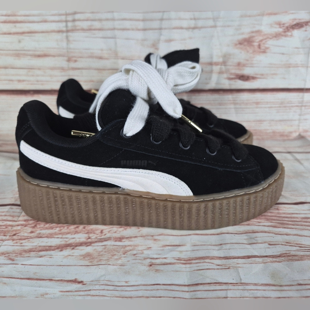 Puma Black and White Suede Platform Sneakers